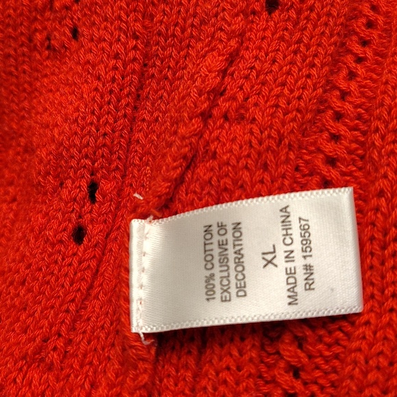 Hazel Moon Round Neck Sz XL Short Sleeves Red Cardigan Floral Embroidery B31 X P - Picture 13 of 14